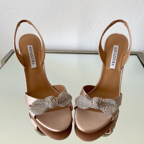 New AQUAZZURA Very Bow Tie embellished satin sandals 40.5 $1,195 - Picture 10 of 16